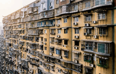 a building with many balconies